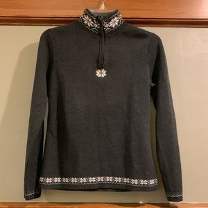Eddie Bauer 1/4 Zip Cotton Blend Snowflake Sweater